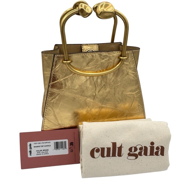 NEW Cult Gaia Maxine Bag Gold Brass Leather - Picture 4 of 9